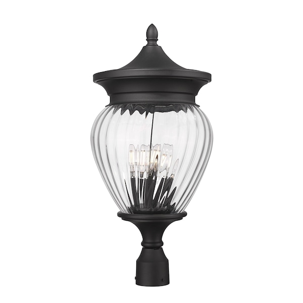 Z-Lite Davina 4 Light Outdoor Post Mount Fixture, 12in. W x 25.25in. H, Black 5016PHBR-BK - main